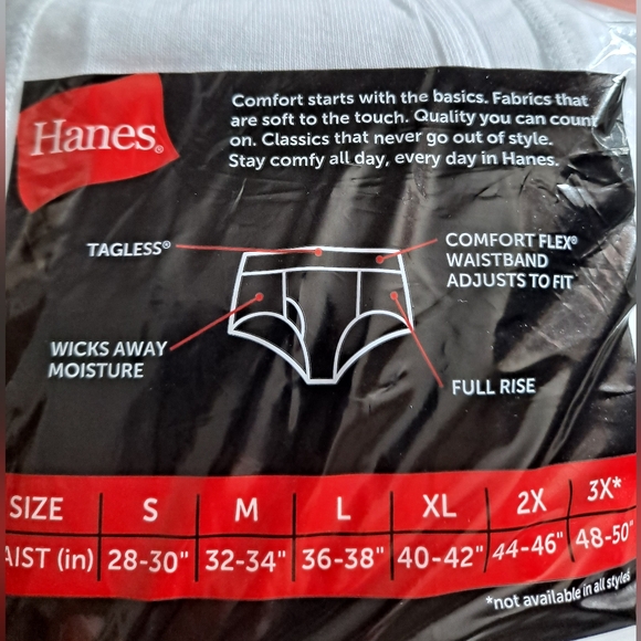 Hanes Men's White Tagless Briefs - 9 Pack - Picture 4 of 4
